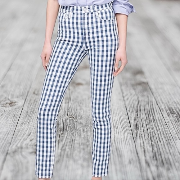 J. Crew ‘10” Vintage Straight Jean’ in Blue & White Gingham Size 27 - Picture 2 of 15
